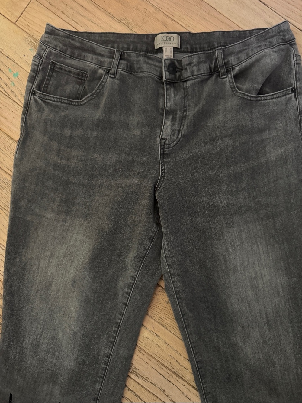 LOGO by Lori Goldstein Sequin Hem Straight Leg Jeans Size 16 - Picture 3 of 5